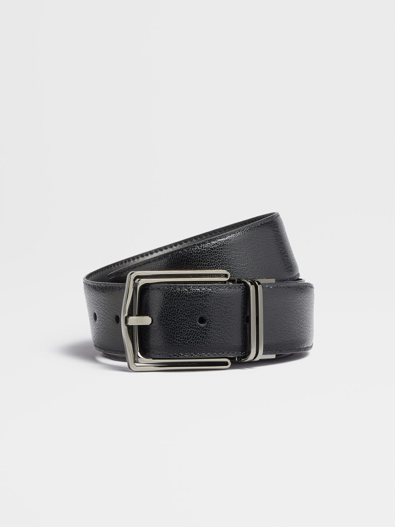 Black Madras Engraved Leather and Leather Reversible Belt